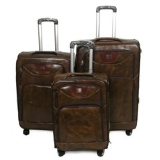 Mooistar Set of 3 PU Leather Travel Suitcases 28'24'25'inch-Coffee