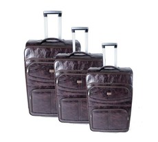 Nexco Luggage Set of 3 PU Leather Travel Suitcases 28'24'22" - Burgundy