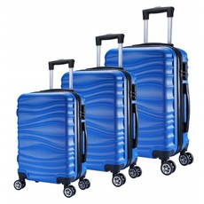 Luggage Set 3 Piece Embossed Hard Outer Shell Spinner Suitcase - Blue