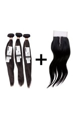 10" Brazilian 9A Bundles x 3 & 8" Closure Combo