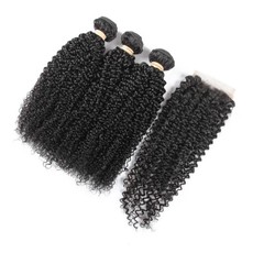 Beau Diva Kinky Curl 10 Inches 3 x Brazilian Weaves and Free Closure