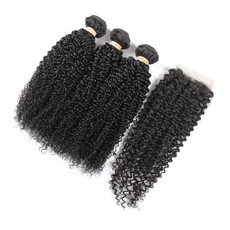 Beau Diva Kinky Curl 12 Inches 3 x Brazilian Weaves and Free Closure