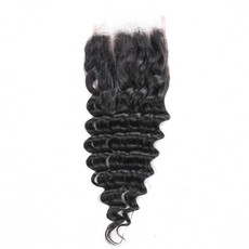 Blkt 12 inches 12A Brazilian Deep Curl 4X4 Three Parts Closure