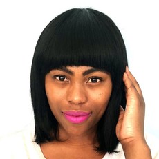 Blkt Bob Fringe Human Hair Wig 8 Inches Straight