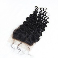 Deep Wave Curl 4x4 Lace Closure 1pcs 14 inches Brazilian/Peruvian