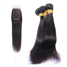 Wendy Queen Straight Hair 3 bundles with a 4x4 three part closure-22"