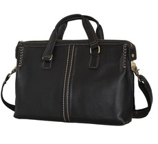 Fino Genuine Leather 15'' Laptop Bag - Black