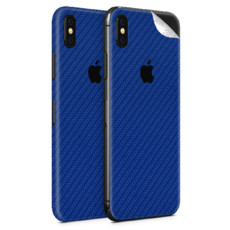 Blue Carbon Fibre Vinyl Skin for iPhone XS - Two Pack