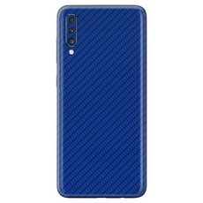 Blue Carbon Fibre Vinyl Wrap for Samsung Galaxy A70 - Two Pack