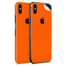 Orange Carbon Fibre Vinyl Skin for iPhone X - Two Pack