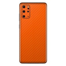 Orange Carbon Fibre Vinyl Wrap for Samsung S20 Plus - Two Pack