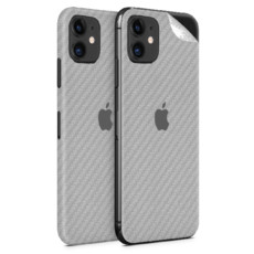 Silver Carbon Fibre Vinyl Skin for iPhone 11 - Two Pack