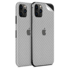 Silver Carbon Fibre Vinyl Skin for iPhone 11 Pro - Two Pack