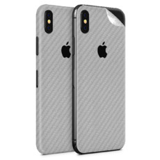 Silver Carbon Fibre Vinyl Skin for iPhone X - Two Pack