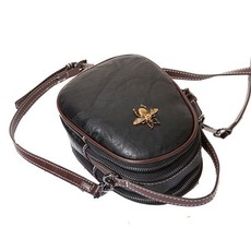 Bee Encrusted PU Leather Sling Bag - Black