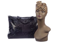 Black Marble Weekender Travel Gym Beach Bag & Hair Wrap Leopard