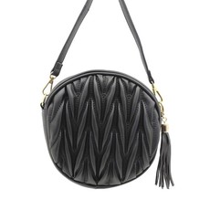 Blackcherry Pleated Circle Cross Body Bag