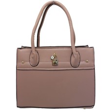 Blackcherry Structured Tote With Gold Flower Lock