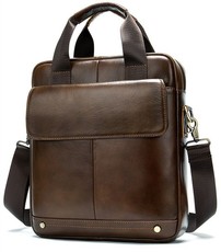 Casual Genuine Leather Cowhide Should Bag - 8579 - Brown