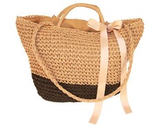 CRC Premium Straw Beach Bag - Coffee & Black