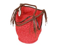 CRC Premium Straw Shoulder Handbag - Red