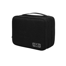 Double Layer Travel Electronics Accessories Organizer Bag - Black