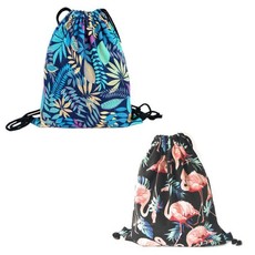 Draw String Bag - Jungle Blue & Flamingo (Set of 2)