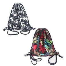 Draw String Bag - Palm & Jungle Red (Set of 2)