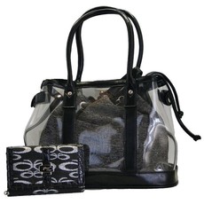 Fino 2 in 1 Transparent Bag & Jacquard Purse Value Pack 5512/HE/M28-093/0395 - Black