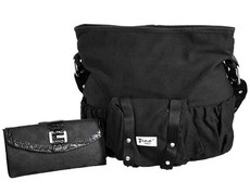 Fino 2 Piece Canvas Bag & Purse Set Black