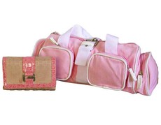 Fino 2 Piece Canvas Bag & Purse Set Light Pink