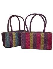 Fino 2 Piece Multicolour Straw Beach Bag / Shopping Bag