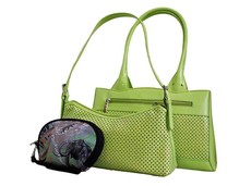 Fino 2 Piece PU Leather Bags And Purse Pouch Set - Green