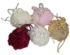 Fino 5 Piece Rose Flower Satin Draw String Evening/Toiletery Bag