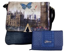 Fino Denim Sling Bag with Purse Set - Blue