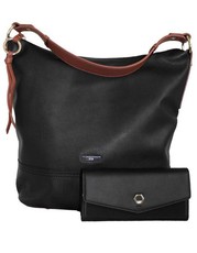 Fino Pu Fancy Leather Shoulder Bag & Purse Set - Black