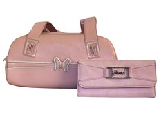 Fino Pu Leather Bag & Purse Set - Pink