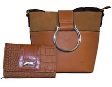 Fino Pu Leather Crossbody Shoulder Bag & Purse Set- Clay