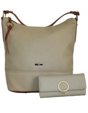 Fino Pu Leather Everyday Shoulder Bag & Purse Set - Grey