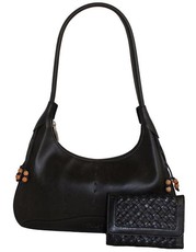 Fino PU Leather Shoulder Bag & Purse Set - Black