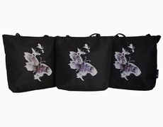 Fino Set of 3 Shoulder Microfiber Butterfly Design Bags - Black