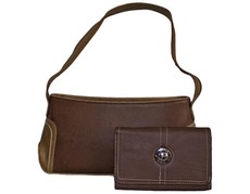 Fino Uniquely Designed PU Leather Handbag & Purse Set - Brown