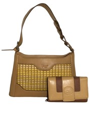 Fino Uniquely Designed PU Leather Handbag with Purse - Brown