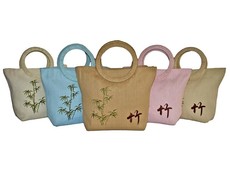 Fino Woven Straw Beach & Shopping Bag - Set of 5