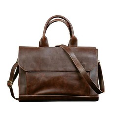 Large Men Crazy Horse PU Leather Business Briefcase Bag