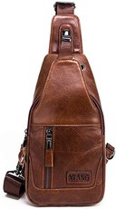 Leathario Men's Leather Sling bag Chest bag