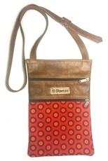 Leather & Shweshwe Sling Bag - Orange & Brown