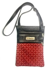 Leather & Shweshwe Sling Bag - Red & Black