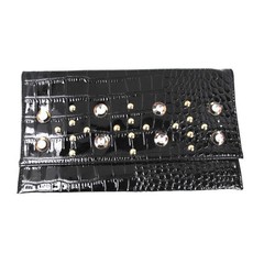 Lily & Rose Embellished Mock Croc Clutch - Choc