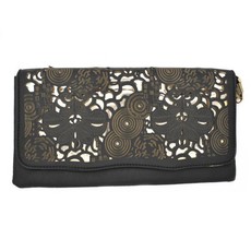 Lily & Rose Filigree Clutch - Black Floral & Gold